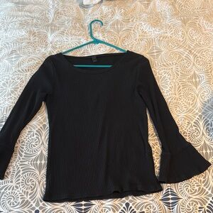 J. Crew Black Ribbed Long Sleeve Top size M